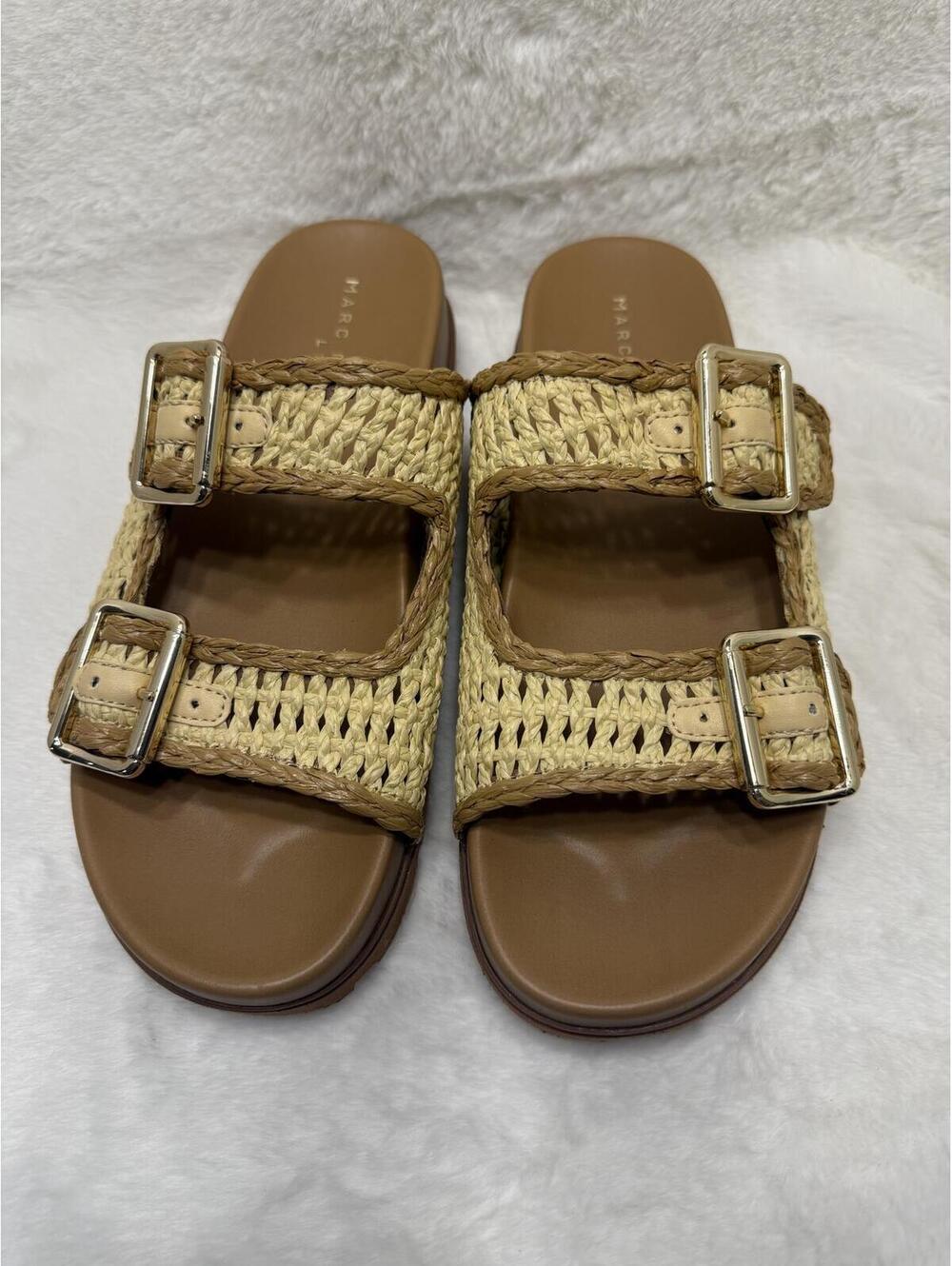 NEW MARC FISHER MYLAN WOVEN BUCKLE STRAPS SANDALS WOMEN'S SIZE 9.5